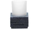 Sadena Zahnputzbecher , Grau , Kunststoff, Glas , Uni , 8x11.5x8 cm , Badaccessoires, Zahnputzbecher