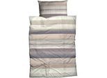 Bettwäsche CASATEX "Levio", rosa (ashrose, beige), B/L: 155cm x 220cm, Satin, B/L: 80cm x 80cm, Satin, Obermaterial: 100% Baumwolle, Bettwäsche, breite Streifen, Aquarellfarben, stilvolles Desigen