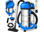 MASKO® Industriestaubsauger, Nass Trockensauger HEPA, 3 in 1 Filtersystem, 58 l/s Werkstattsauger mit Steckdose, 2300W, 30L, Industriesauger mit & ohne Beutel, Filter + Aufsätze, Push&Clean