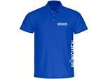 multifanshop Poloshirt - München blau - Brust & Seite - Druck weiß - Polo