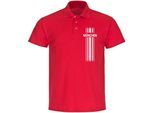 multifanshop Poloshirt - München rot - Streifen - Druck weiß - Polo