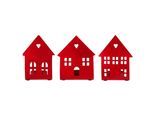 Ib Laursen Kerzenhalter für Teelicht Hausfassade 3er Set, 9 x 5.5 x 10.6 cm, rot