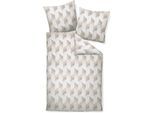 Bettwäsche JANINE "moments98111 05", beige (naturell), B/L: 200cm x 200cm, 1 Stk., 2 Stk., Mako-Satin, B/L: 80cm x 80cm & 80cm x 80cm, Mako-Satin, Obermaterial: 100% Baumwolle, Bettwäsche, Bettwäsche, mit Reißverschluss