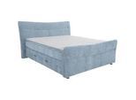 Esposa Boxspringbett , Hellblau , Textil , H4 , 140x200 cm , Bettkasten, Topper durchgehend, Matratze in verschiedenen Härtegraden erhältlich , Schlafzimmer, Betten, Boxspringbetten