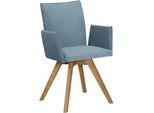 Moderano Armlehnstuhl , Eichefarben, Hellblau , Holz, Textil , Wildeiche , massiv , eckig , 60x91x61 cm , Stoffauswahl, Typenauswahl , Esszimmer, Esszimmerserien