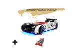 Autobett Kinderbett "Roadster Police" LED Sound Sportsitze Lattenrost Spoiler 90x190 cm