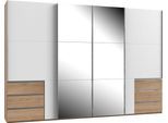 Schwebetürenschrank WIMEX "Level by fresh to go", weiß (plankeneichefarben, weiß), B:350cm H:236cm T:65cm, Schränke, Schwebetürenschrank, mit Synchronöffnung