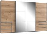 Schwebetürenschrank WIMEX "Level by fresh to go", braun (plankeneichenfarben), B:350cm H:216cm T:65cm, Schränke, Schwebetürenschrank, mit Synchronöffnung
