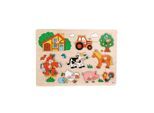 Goki Wooden Stud Puzzle Farm Retro 9pcs. Holz