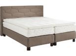 Boxspringbett, beige (schwarz beige), B:175cm L:210cm, Bezug: 100% Polyester, WESTFALIA SCHLAFKOMFORT, Komplettbetten, Boxspringbett, wahlweise mit Topper