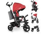 KIDIZ® Dreirad 5in1 Kinderdreirad mit Schubstange Lenksystem Stange ab 1 Jahr vorwärts und Rückwärtsfahrt Jogger , Korb Tasche Getränkehalter Sonnendach Gummiräder, Buggy Fahrrad Baby Klappbar