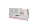 Lorelli Babybett, Jugendbett 3 in 1 Mini Max umbaubar, für 2 Kinder gleichzeitig pink