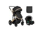 Kikkaboo Kinderwagen Darling 3 in 1 Sportsitz Tragetasche Autositz Wickeltasche black