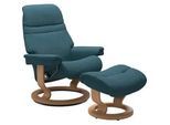 Relaxsessel STRESSLESS "Sunrise", blau (petrol q2 faron), B:88cm H:103cm T:78cm, Leder BATICK: BATICK ist ein leicht korrigiertes, durchgefärbtes und genarbtes Möbelleder, bei dem die meisten Unebenheiten und Spuren in der Regel entfernt wurden., Leder PALOMA: PALOMA ist ein durchgefärbtes Semianilin-Möbelleder mit natürlicher Narbung., ROHLEDER Stoff Q2 FARON: Ein fester zuverlässiger Bouclu00e9