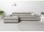 Ecksofa HOME AFFAIRE "Alberto L-Form", grau (hellgrau), B:286cm H:73cm T:174cm, Luxus-Microfaser Lederoptik (100% Polyester);Luxus-Microfaser ALTARA NUBUCK (100% Polyester);Luxus-Microfaser weich (90% Polyester, 10% Polyamid);Microfaser Antiklederoptik, Sofas, Ecksofa, mit Kopfteilverstellung, wahlweise mit Bettfunktion