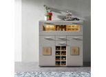 Barschrank INNOSTYLE "FUN PLUS II", grau, B:120cm H:129cm T:37cm, FSC-zertifizierter Holzwerkstoff, Schränke, Barschrank, 2 Holztüren, 19 Fächer, 1 Klappe, Softclose, ABS Kantenschutz
