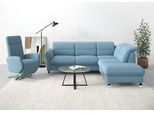 Ecksofa SIT & MORE "Grenoble L-Form mit Federkern", blau (hellblau), B:247cm H:85cm T:222cm, Sofas, Ecksofa, wahlweise mit Bettfunktion, Bettkasten, Arm- und Kopfteilverstellung
