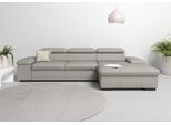 Ecksofa HOME AFFAIRE "Alberto L-Form", grau (hellgrau), B:286cm H:73cm T:174cm, Luxus-Microfaser Lederoptik (100% Polyester);Luxus-Microfaser ALTARA NUBUCK (100% Polyester);Luxus-Microfaser weich (90% Polyester, 10% Polyamid);Microfaser Antiklederoptik, Sofas, Ecksofa, mit Kopfteilverstellung, wahlweise mit Bettfunktion