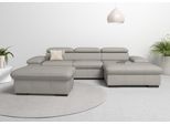 Ecksofa HOME AFFAIRE "Alberto L-Form", grau (hellgrau), B:286cm H:73cm T:174cm, Luxus-Microfaser Lederoptik (100% Polyester);Luxus-Microfaser ALTARA NUBUCK (100% Polyester);Luxus-Microfaser weich (90% Polyester, 10% Polyamid);Microfaser Antiklederoptik, Sofas, Ecksofa, mit Kopfteilverstellung, wahlweise mit Bettfunktion