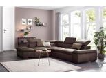 Ecksofa HOME AFFAIRE "Alberto L-Form", braun (dunkelbraun), B:272cm H:73cm T:226cm, 100% Polyester;Luxus-Microfaser weich (9)0% Polyester / 10% Polyamid;Luxus-Microfaser Vintageoptik (100% Polyester);Microfaser Antiklederoptik (100% Polyester), Sofas, Ecksofa, mit Kopfteilverstellung, wahlweise mit Bettfunktion