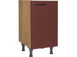 Spülenschrank NOBILIA "Easytouch", Ausrichtung wählbar, vormontiert, in den Breiten", rot (front: lacklaminat rostrot ultramatt, korpus: eiche sierra nachbildung), B:45cm H:87cm T:58,3cm, Schränke, Spülenschrank, 45 und 60 cm, mit höhenverstellbaren Sockelfüßen