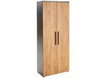 Novel Aktenschrank , Graphitfarben, Eichefarben , Holzwerkstoff , 4 Fächer , 80x197x40 cm , Made in Germany , Beimöbel erhältlich, abschließbar , Büromöbel, Büromöbel-Sets & Büromöbel-Serien, Büromöbelserien