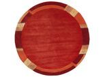 Wollteppich LUXOR LIVING "India" Gr. 10, rot, H:20mm Ø:200cm, Wolle, Teppiche, reine Wolle, handgeknüpft, mit Bordüre