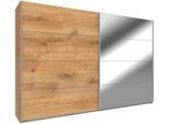 Schwebetürenschrank WIMEX "Easy", braun (plankeneichefarben, spiegel), B:180cm H:210cm T:65cm, Schränke, Schwebetürenschrank, mit Teilspiegel