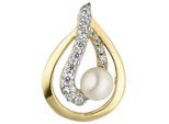 Perlenanhänger JOBO "Anhänger mit Perle", gelb (gelbgold 375), Schmuckanhänger, Damen, Gelbgold 375 Perlen, Gelbgold 375, Perlen, 375 Gold mit Süßwasser-Zuchtperle und 13 Zirkonia