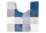 Kleine Wolke Wc-Vorleger , Blau, Beige , Kunststoff , Karo , quadratisch , 55x55 cm , Textiles Vertrauen - Oeko-Tex® , für Fußbodenheizung geeignet, rutschhemmend , Heimtextilien, Badtextilien, Wc Vorleger