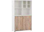 Mid.you Aktenschrank , Weiß, Wildeiche , Holzwerkstoff , 4 Fächer , 100.1x167.2x41 cm , Beimöbel erhältlich, abschließbar , Büromöbel, Büroschränke, Aktenschränke