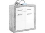 HBZ Kommode »Stone 2 weiss Glanz, BxHxT 82x88x37 cm«, Kommode mit 2 Türen, 2 Schubkästen und 1 Einlegeboden