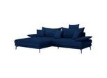 Carryhome Ecksofa , Dunkelblau , Textil , Füllung: Schaumstoff,Schaumstoff , Ottomane links, L-Form , 297x173 cm , Rücken echt , Wohnzimmer, Sofas & Couches, Wohnlandschaften, Ecksofas
