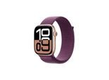 Apple Watch Series 10 GPS + Cellular 46mm - Rose Gold Aluminium Case with Plum Sport Loop