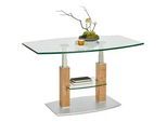 Xxxl Couchtisch , Eichefarben, Edelstahlfarben , Holz, Metall, Glas , Eiche , massiv , bootsförmig , eckig, Säule, Bodenplatte , 70x46-65x110 cm , höhenverstellbar, offenes Fach , Wohnzimmer, Wohnzimmertische, Couchtische, Höhenverstellbare Couchtische