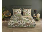 good morning Wendebettwäsche »Tropical«, Baumwolle, Renforcé, 135x200, Reissverschluss, Wendeoptik, Leopard Sand