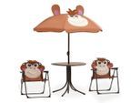 vidaXL 3-tlg. Garten-Bistro-Set für Kinder mit Sonnenschirm Braun