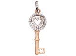 Kettenanhänger JOBO "Anhänger Schlüssel", rosa (roségold 333), Schmuckanhänger, Damen, Roségold 333, Kettenanhänger, 333 Roségold bicolor mit 39 Zirkonia