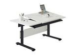 Paidi Jugendschreibtisch , Schwarz, Weiß , Metall, Holzwerkstoff , rechteckig , Kufe , 70x53-79x130 cm , Blauer Engel, Goldenes M , höhenverstellbar , Büromöbel, Schreibtische, Kinder & Jugendschreibtische