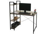 Schreibtisch mit Regal MCW-K81, Laptoptisch Bürotisch Arbeitstisch, 100x60cm Metall MDF ~ grau-braun