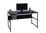 Schreibtisch MCW-K80, Bürotisch Computertisch Arbeitstisch Ablage, Metall MDF 120x60cm ~ Marmor-Optik schwarz