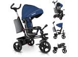 KIDIZ® Dreirad 5in1 Kinderdreirad mit Schubstange Lenksystem Stange ab 1 Jahr vorwärts und Rückwärtsfahrt Jogger , Korb Tasche Getränkehalter Sonnendach Gummiräder, Buggy Fahrrad Baby Klappbar