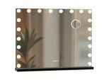 CLP Schminkspiegel mit Beleuchtung 80x60 cm Norlina, Kosmetikspiegel Bluetooth-Lautsprecher USB, Hollywoodspiegel Wandmontage und freistehend