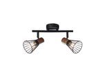 BRILLIANT Lampe Manama Spotrohr 2flg holz dunkel/schwarz matt 2x D45, E14, 18W, geeignet für Tropfenlampen (nicht enthalten) Köpfe schwenkbar