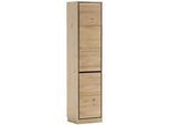 Linea Natura Aktenschrank , Eiche Bianco , Holzwerkstoff , Asteiche , 4 Fächer , 45x198x40 cm , Beimöbel erhältlich, griffloses Öffnen, abschließbar , Büromöbel, Büromöbel-Sets & Büromöbel-Serien, Büromöbelserien