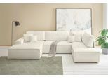 andas Wohnlandschaft »FINNLEY U-Form XXL 329 cm, Schlafsofa, Schlaffunktion m. Bettkasten«, (194/139 cm), Bouclé, Struktur und Cord