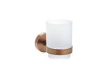 Brillantbad BAMBER Glashalter mit Glas Messing Gold Kupfer matt Milchglas 70x95x105 mm für Bad & Küche >> zum Bohren oder Kleben*