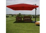 Ampelschirm MCW-A96, Sonnenschirm Gastronomie 3x3m (Ø4,24m) Polyester/Alu 23kg ~ Flap, bordeaux mit Ständer, drehbar