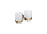 Brillantbad BETRO BRONZE Doppelglashalter Messing Glas Bronze 165x95x90 mm für Bad & WC >> zum Bohren