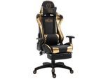 TPFLiving Racing Bürostuhl Turbine mit Fußablage glanz Schwarz/Blau